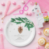 Winter Snowflake Pine cone Baby Shower Welcome Pappteller (Party)