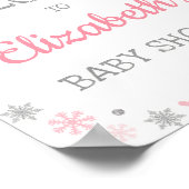 Winter Snowflake Rosa Silver Baby Dusche Willkomme Poster (Ecke)