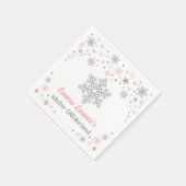 Winter Snowflake Rosa Silver Geburtstag Baby Dusch Serviette (Ecke)