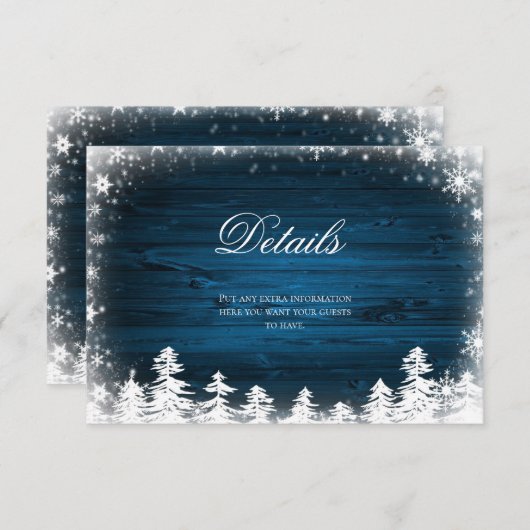 Winter Snowflake Rustikale Details Karte einfügen (Vorne/Hinten)