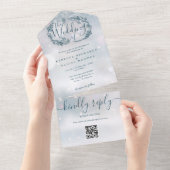 Winter Snowflake Rustikaler QR Code Hochzeit All In One Einladung (Abreißen)