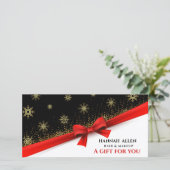 Winter Snowflake Satin Ribbon Red Geschenkgutschei (Stehend Vorderseite)