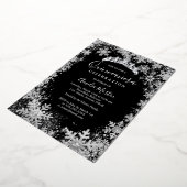 Winter Snowflake Silver Black Quinceanera Folieneinladung (Gedreht)
