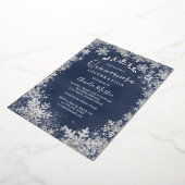 Winter Snowflake Silver Navy Quinceanera Folieneinladung (Gedreht)