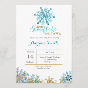 Winter Snowflake Theme Boy Baby Dusche Einladung