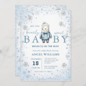 Winter Snowflake We Can Bearly Wait Baby Shower Einladung (Vorne/Hinten)