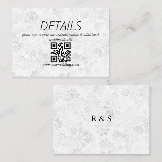 Winter Snowflake Wedding QR Code Begleitkarte (Vorne/Hinten)