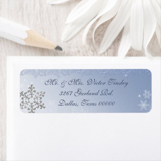 Winter Snowflake Wedding Rücksendeadresse Label (Insitu)
