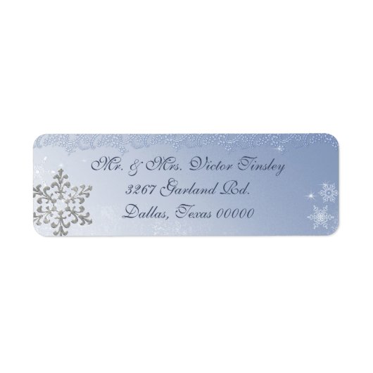 Winter Snowflake Wedding Rücksendeadresse Label (Vorne)