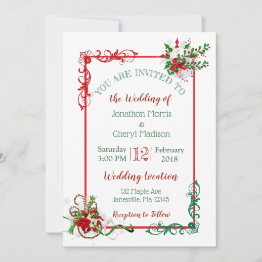 Winter Snowflake Weihnachten Einladungen Hochzeit (Vorderseite)