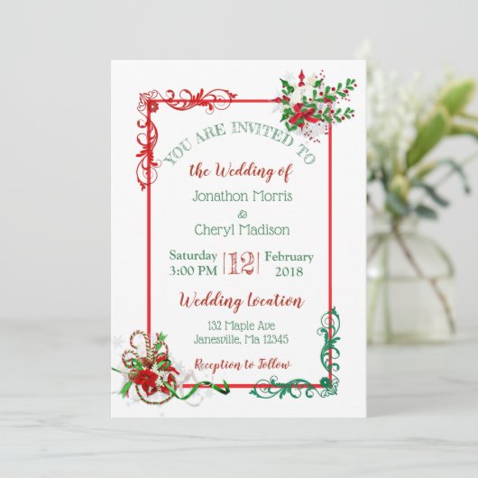 Winter Snowflake Weihnachten Einladungen Hochzeit (Stehend Vorderseite)