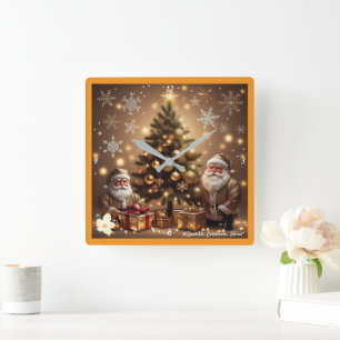 "Winter Snowflake Wonderland" Quadratische Wanduhr
