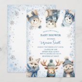Winter Snowflake Woodland Animals Baby Shower Einladung (Vorne/Hinten)
