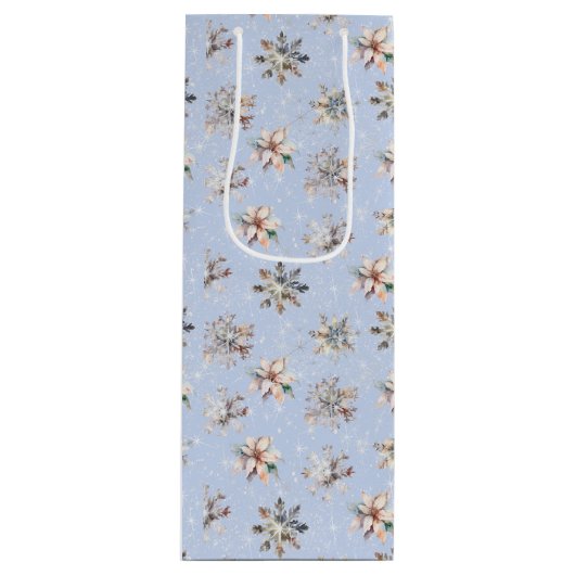 Winter Snowflakes and Sparkles Gift Bag Geschenktüte Für Weinflaschen (Vorderseite)