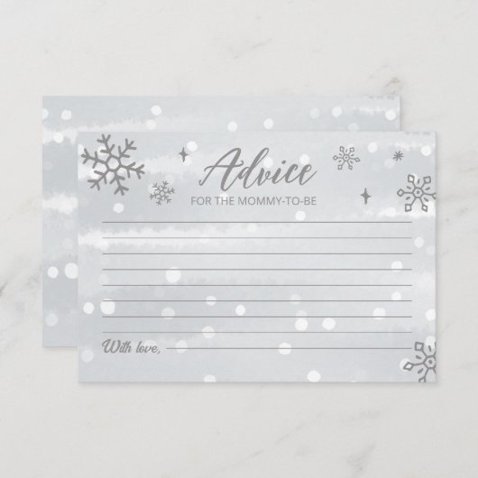 Winter Snowflakes Baby Gray Duschberatung Karten (Vorne/Hinten)