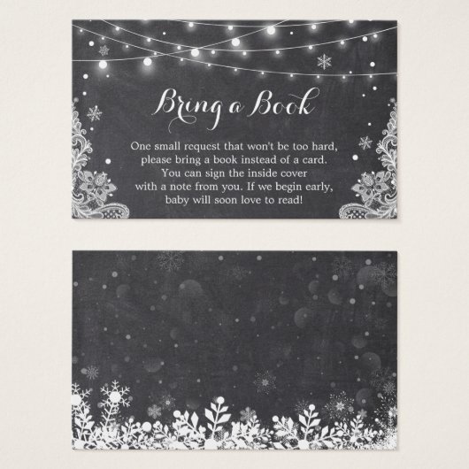 Winter Snowflakes Baby Showcard Reservierungskarte (Vorne & Hinten)