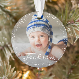 Winter Snowflakes Baby's First Christmas Foto Ornament