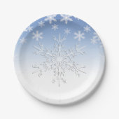 Winter Snowflakes Blue 7" Pappteller (Vorderseite)