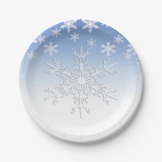 Winter Snowflakes Blue 7" Pappteller (Vorderseite)