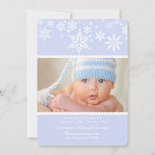 Winter Snowflakes Blue Birth Ankündigung