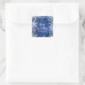 Winter Snowflakes Blue Holiday Party Gefallen Quadratischer Aufkleber (Tasche)