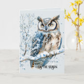 Winter Snowflakes Blue Owl Christmas Karte (Gelbe Blume)