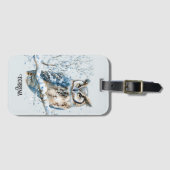 Winter Snowflakes Blue Owl Christmas Snow Gepäckanhänger (Vorderseite (Horizontal))