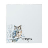 Winter Snowflakes Blue Owl Christmas Snow Notizblock (Vorderseite)