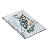 Winter Snowflakes Blue Owl Christmas Snow Notizblock (Rechte Seite)