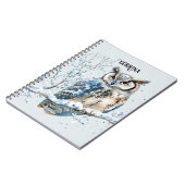 Winter Snowflakes Blue Owl Christmas Snow Notizblock (Linke Seite)