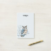 Winter Snowflakes Blue Owl Christmas Snow Post-it Klebezettel (Auf Schreibtisch)