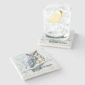 Winter Snowflakes Blue Owl Christmas Snow Steinuntersetzer (Seitenansicht)