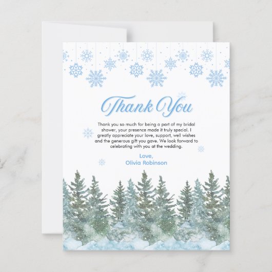 Winter Snowflakes Bridal Shower Thank You Card (Vorderseite)