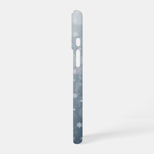 Winter Snowflakes Falling Snow Pattern Bokeh iPhone 16 Hülle (Linke Seite)