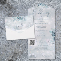 Winter Snowflakes Floral QR Code Hochzeit