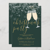 Winter Snowflakes Gold Script Weihnachts-Party Einladung (Vorne/Hinten)