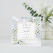 Winter Snowflakes Grüne Baby Duschgedicht Dankeskarte (Stehend Vorderseite)