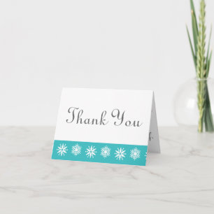 Winter Snowflakes in Turquoise Thank You Card Dankeskarte