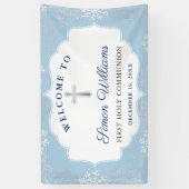 Winter Snowflakes Light Blue First Heilige Kommune Banner (Vertikal)