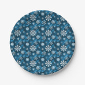 Winter Snowflakes Pattern On Cool Blue Background Pappteller (Vorderseite)