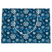 Winter Snowflakes Pattern On Icy Cool Blue Große Geschenktüte (Vorderseite)