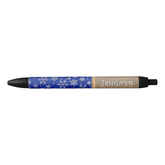 Winter Snowflakes Pen, Weihnachten, Eleganter Name Kugelschreiber (Vorderseite)