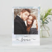 Winter Snowflakes Script Foto Tischnummer (Stehend Vorderseite)