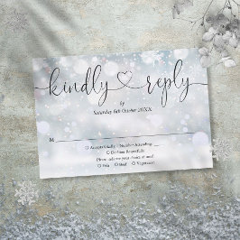 Winter Snowflakes Script Herzlich Willkommen Antwo RSVP Karte