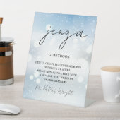 Winter Snowflakes Script Jenga Gästebuch Sockelschild (In SItu)