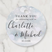 Winter Snowflakes Script Wedding Danke Geschenkanhänger (Rückseite)