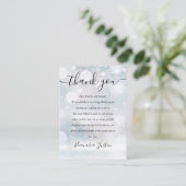 Winter Snowflakes Script Wedding Danke Platzkarte (Stehend Vorderseite)