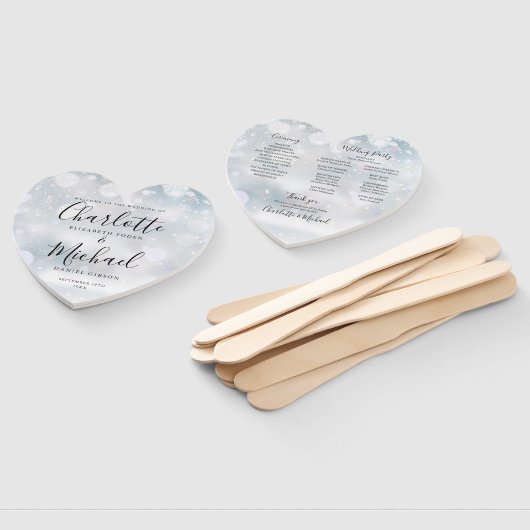 Winter Snowflakes Script Wedding Programm Herz Fächer (Non-assembled)