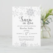 Winter Snowflakes Snow in Love Bridal Shower Einladung (Stehend Vorderseite)