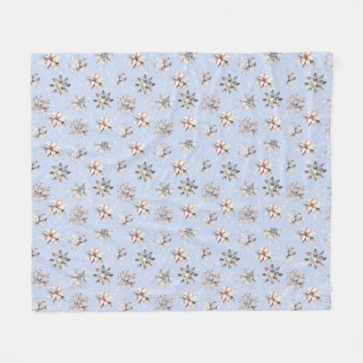 Winter Snowflakes & Sparkles Fleece Blanket (Vorderseite (Horizontal))